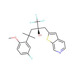 COc1ccc(F)cc1C(C)(C)C[C@@](O)(Cc1cc2ccncc2s1)C(F)(F)F ZINC000035879347