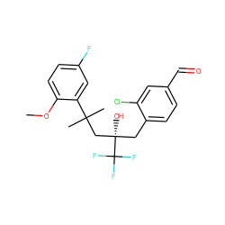 COc1ccc(F)cc1C(C)(C)C[C@@](O)(Cc1ccc(C=O)cc1Cl)C(F)(F)F ZINC000028862493