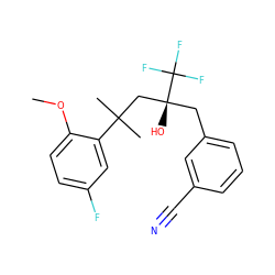 COc1ccc(F)cc1C(C)(C)C[C@@](O)(Cc1cccc(C#N)c1)C(F)(F)F ZINC000028862363