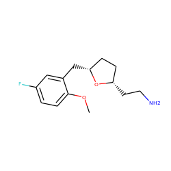 COc1ccc(F)cc1C[C@@H]1CC[C@H](CCN)O1 ZINC000040845254