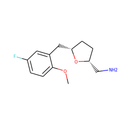 COc1ccc(F)cc1C[C@@H]1CC[C@H](CN)O1 ZINC000040980565