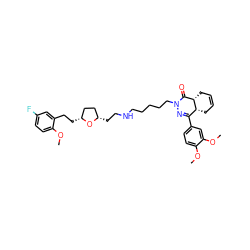 COc1ccc(F)cc1CC[C@@H]1CC[C@H](CCNCCCCCN2N=C(c3ccc(OC)c(OC)c3)[C@H]3CC=CC[C@H]3C2=O)O1 ZINC000042835245