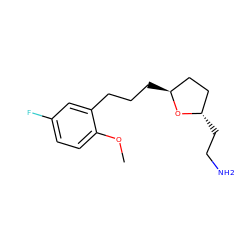 COc1ccc(F)cc1CCC[C@H]1CC[C@H](CCN)O1 ZINC000038277146