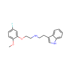 COc1ccc(F)cc1OCCNCCc1c[nH]c2ccccc12 ZINC000013581092