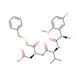 COc1ccc(I)cc1[C@@H](O)C(=O)N[C@H](C(=O)N[C@@H](CC(=O)O)C(=O)CSCc1ccccc1)C(C)C ZINC000028350164