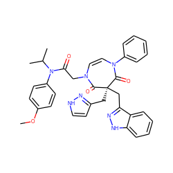 COc1ccc(N(C(=O)CN2C=CN(c3ccccc3)C(=O)[C@@](Cc3cc[nH]n3)(Cc3n[nH]c4ccccc34)C2=O)C(C)C)cc1 ZINC000049745979