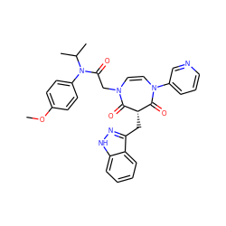 COc1ccc(N(C(=O)CN2C=CN(c3cccnc3)C(=O)[C@H](Cc3n[nH]c4ccccc34)C2=O)C(C)C)cc1 ZINC000049767707