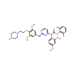 COc1ccc(N(C(=O)Oc2c(C)cccc2C)c2ccnc(Nc3cc(OC)c(OCCN4CCN(C)CC4)c(OC)c3)n2)c(OC)c1 ZINC000036758576