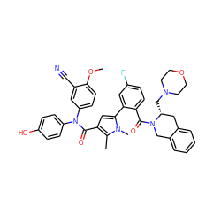 COc1ccc(N(C(=O)c2cc(-c3cc(F)ccc3C(=O)N3Cc4ccccc4C[C@H]3CN3CCOCC3)n(C)c2C)c2ccc(O)cc2)cc1C#N ZINC000261079812