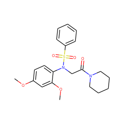 COc1ccc(N(CC(=O)N2CCCCC2)S(=O)(=O)c2ccccc2)c(OC)c1 ZINC000004354390