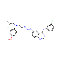 COc1ccc(N(CCN/N=N/c2ccc3ncnc(Nc4cccc(Cl)c4)c3c2)C[C@@H](C)Cl)cc1 ZINC000028646537