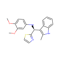 COc1ccc(N[C@H](c2nccs2)c2c(C)[nH]c3ccccc23)cc1OC ZINC000103244942