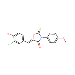 COc1ccc(N2C(=O)/C(=C/c3ccc(O)c(Cl)c3)OC2=S)cc1 ZINC000084596846