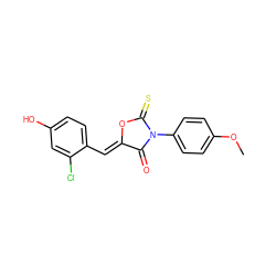 COc1ccc(N2C(=O)/C(=C/c3ccc(O)cc3Cl)OC2=S)cc1 ZINC000084633561