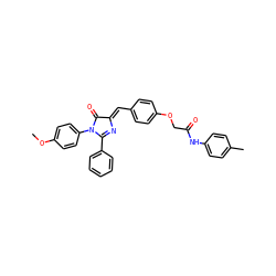 COc1ccc(N2C(=O)/C(=C/c3ccc(OCC(=O)Nc4ccc(C)cc4)cc3)N=C2c2ccccc2)cc1 ZINC000473113228