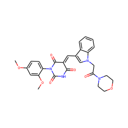 COc1ccc(N2C(=O)NC(=O)/C(=C\c3cn(CC(=O)N4CCOCC4)c4ccccc34)C2=O)c(OC)c1 ZINC000015936831