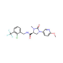 COc1ccc(N2C[C@@H](C(=O)NCc3cccc(C(F)(F)F)c3Cl)N(C)C2=O)cn1 ZINC000095565709