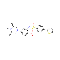 COc1ccc(N2C[C@H](C)N(C)[C@H](C)C2)cc1NS(=O)(=O)c1ccc(-c2cccs2)cc1 ZINC000095598542