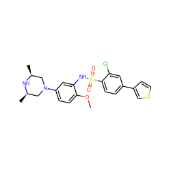 COc1ccc(N2C[C@H](C)N[C@H](C)C2)cc1NS(=O)(=O)c1ccc(-c2ccsc2)cc1Cl ZINC000095598511