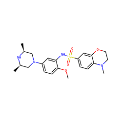 COc1ccc(N2C[C@H](C)N[C@H](C)C2)cc1NS(=O)(=O)c1ccc2c(c1)OCCN2C ZINC000034636923