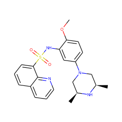 COc1ccc(N2C[C@H](C)N[C@H](C)C2)cc1NS(=O)(=O)c1cccc2cccnc12 ZINC000095598610