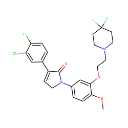 COc1ccc(N2CC=C(c3ccc(Cl)c(Cl)c3)C2=O)cc1OCCN1CCC(F)(F)CC1 ZINC000040565706