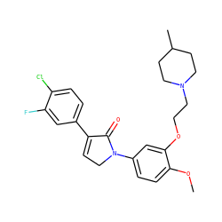 COc1ccc(N2CC=C(c3ccc(Cl)c(F)c3)C2=O)cc1OCCN1CCC(C)CC1 ZINC000040566977