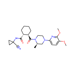 COc1ccc(N2CCN(C(=O)[C@@H]3CCCC[C@H]3C(=O)NC3(C#N)CC3)[C@H](C)C2)nc1OC ZINC000095553867