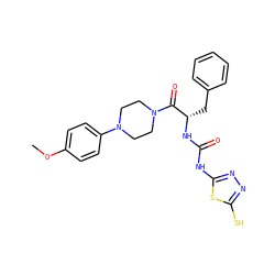 COc1ccc(N2CCN(C(=O)[C@H](Cc3ccccc3)NC(=O)Nc3nnc(S)s3)CC2)cc1 ZINC000013796996