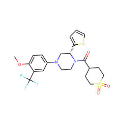 COc1ccc(N2CCN(C(=O)C3CCS(=O)(=O)CC3)[C@@H](c3cccs3)C2)cc1C(F)(F)F ZINC001772599307