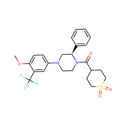 COc1ccc(N2CCN(C(=O)C3CCS(=O)(=O)CC3)[C@H](c3ccccc3)C2)cc1C(F)(F)F ZINC001772616037