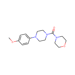 COc1ccc(N2CCN(C(=O)N3CCOCC3)CC2)cc1 ZINC000000209025