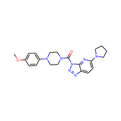 COc1ccc(N2CCN(C(=O)n3nnc4ccc(N5CCCC5)nc43)CC2)cc1 ZINC000072107552