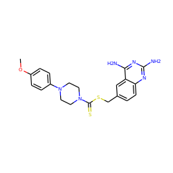 COc1ccc(N2CCN(C(=S)SCc3ccc4nc(N)nc(N)c4c3)CC2)cc1 ZINC000096270828