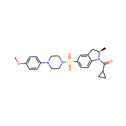COc1ccc(N2CCN(S(=O)(=O)c3ccc4c(c3)C[C@@H](C)N4C(=O)C3CC3)CC2)cc1 ZINC000009117053
