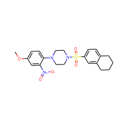 COc1ccc(N2CCN(S(=O)(=O)c3ccc4c(c3)CCCC4)CC2)c([N+](=O)[O-])c1 ZINC000008666192