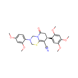 COc1ccc(N2CSC3=C(C#N)[C@H](c4cc(OC)c(OC)cc4OC)CC(=O)N3C2)c(OC)c1 ZINC000002221569