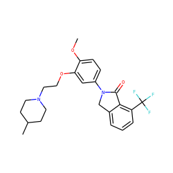 COc1ccc(N2Cc3cccc(C(F)(F)F)c3C2=O)cc1OCCN1CCC(C)CC1 ZINC000028819755