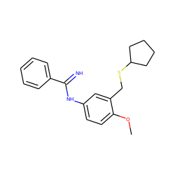 COc1ccc(NC(=N)c2ccccc2)cc1CSC1CCCC1 ZINC000169352349