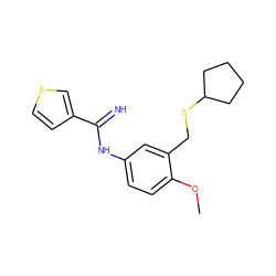 COc1ccc(NC(=N)c2ccsc2)cc1CSC1CCCC1 ZINC000169350834