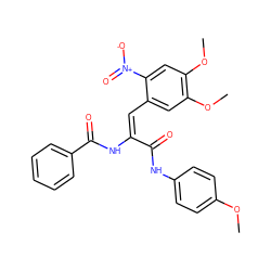 COc1ccc(NC(=O)/C(=C\c2cc(OC)c(OC)cc2[N+](=O)[O-])NC(=O)c2ccccc2)cc1 ZINC000008829879