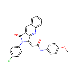 COc1ccc(NC(=O)/C=C2\c3nc4ccccc4cc3C(=O)N2c2ccc(Cl)cc2)cc1 ZINC000029057954