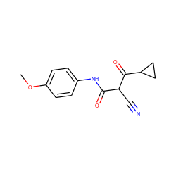 COc1ccc(NC(=O)C(C#N)C(=O)C2CC2)cc1 ZINC000034436678