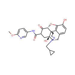 COc1ccc(NC(=O)C2C[C@@]3(O)[C@H]4Cc5ccc(O)c6c5[C@@]3(CCN4CC3CC3)[C@@H](O6)C2=O)cn1 ZINC000100628161