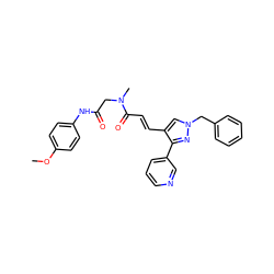 COc1ccc(NC(=O)CN(C)C(=O)/C=C/c2cn(Cc3ccccc3)nc2-c2cccnc2)cc1 ZINC000024746408