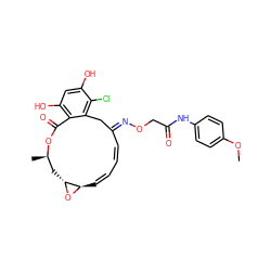 COc1ccc(NC(=O)CO/N=C2\C=C\C=C/[C@H]3O[C@@H]3C[C@@H](C)OC(=O)c3c(O)cc(O)c(Cl)c3C2)cc1 ZINC000026571051