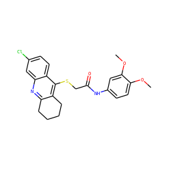 COc1ccc(NC(=O)CSc2c3c(nc4cc(Cl)ccc24)CCCC3)cc1OC ZINC000008682824