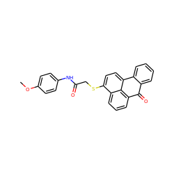 COc1ccc(NC(=O)CSc2ccc3c4c(cccc24)C(=O)c2ccccc2-3)cc1 ZINC000008687334