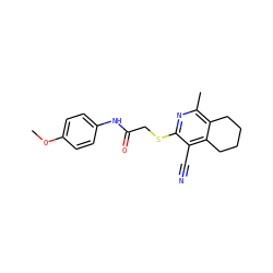 COc1ccc(NC(=O)CSc2nc(C)c3c(c2C#N)CCCC3)cc1 ZINC000001471610