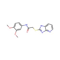 COc1ccc(NC(=O)CSc2nc3ncccc3[nH]2)cc1OC ZINC000008829309